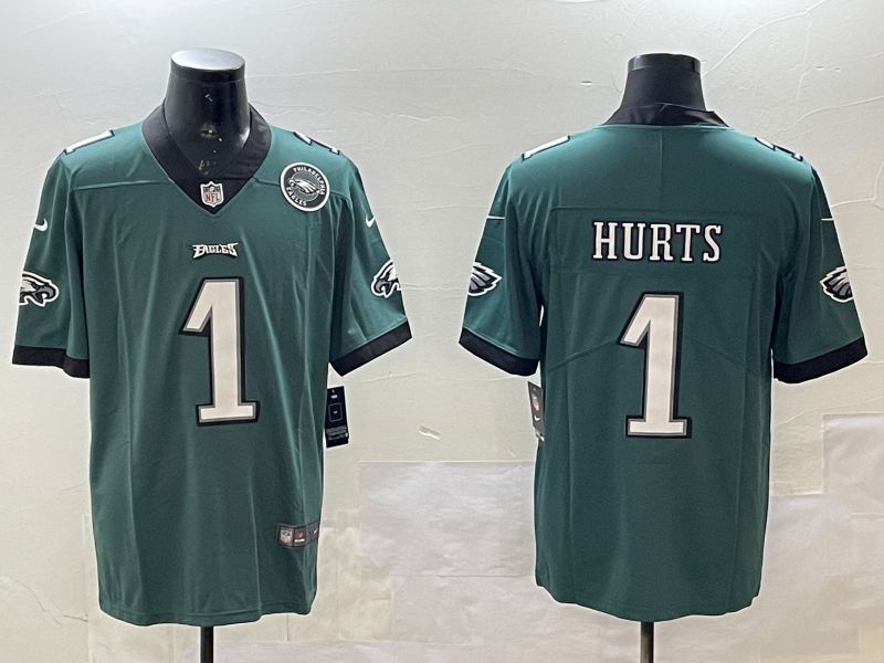 Men Philadelphia Eagles #1 Hurts Green 2025 Nike Vapor Limited NFL Jersey style 3->detroit tigers->MLB Jersey